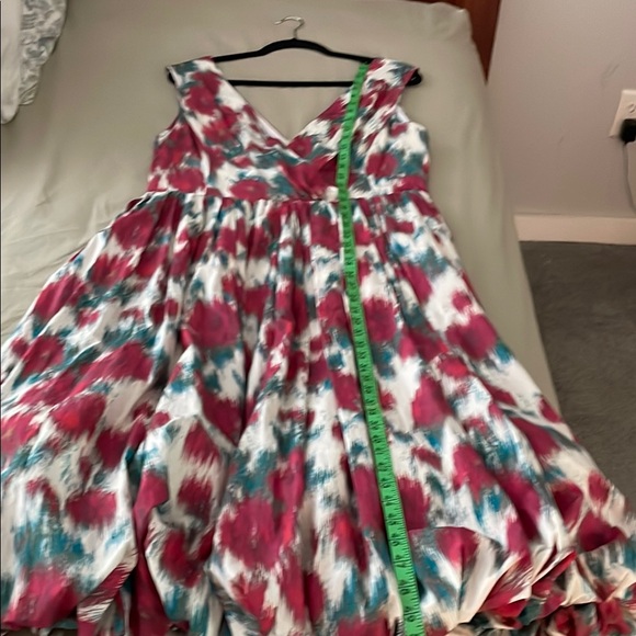 Tracy Reese, Hope for Flowers Red and Teal Sleeveless Midi Dress - Picture 7 of 12